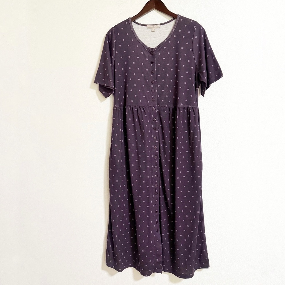 Woman Within Polka Dot Button Front Midi Dress